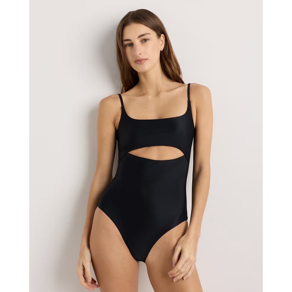 Quince Black Italian Cut-Out‎ One-Piece Swimsuit Size M NWT